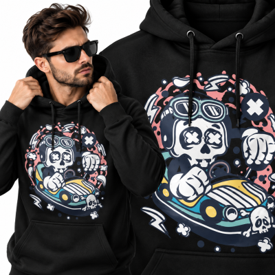 BLUZA Z KAPTUREM  ANIMOWANA   CAR TOY SKULL